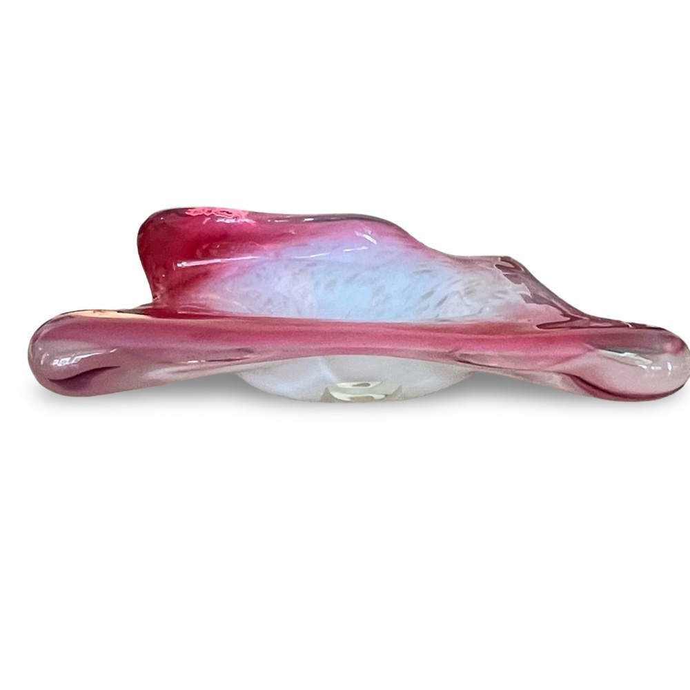 Vintage Fratelli Tosso Italian Murano Art Glass Pink White Gold Dish - Picture 3 of 11